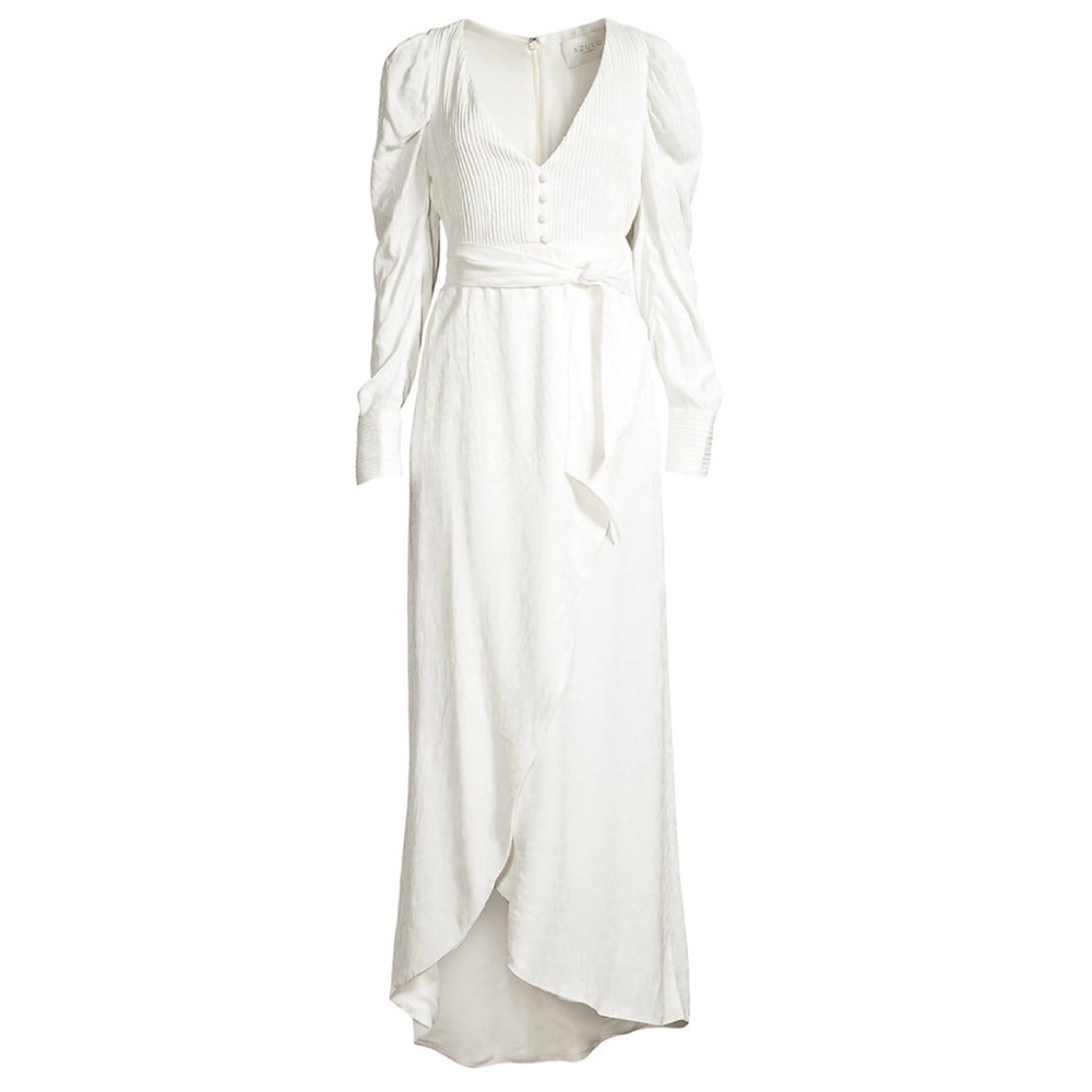 NWT Azulu Cloud White Ethereal Long Sleeve Silky Gown Dress